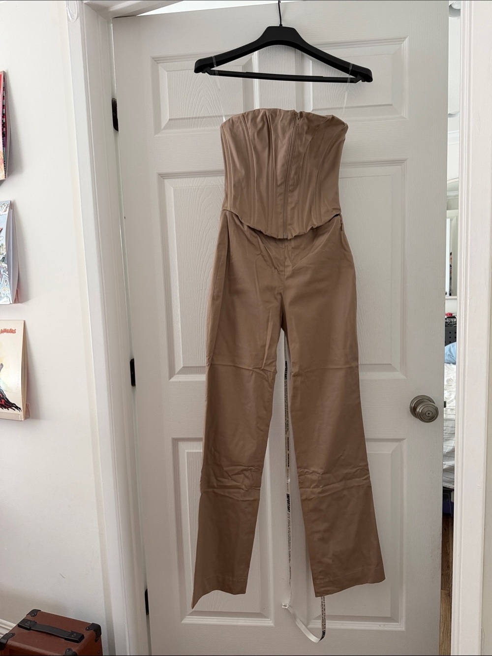 HoCB | Mistress Rocks Strapless Wide-Leg Jumpsuit in Taupe